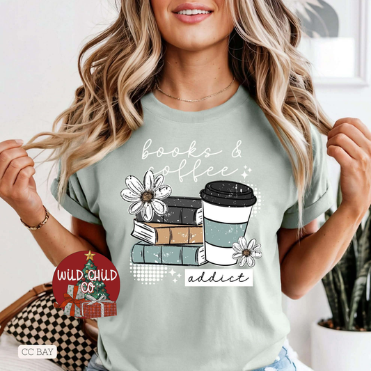 Books & Coffee - leave shirt color in comments at checkout