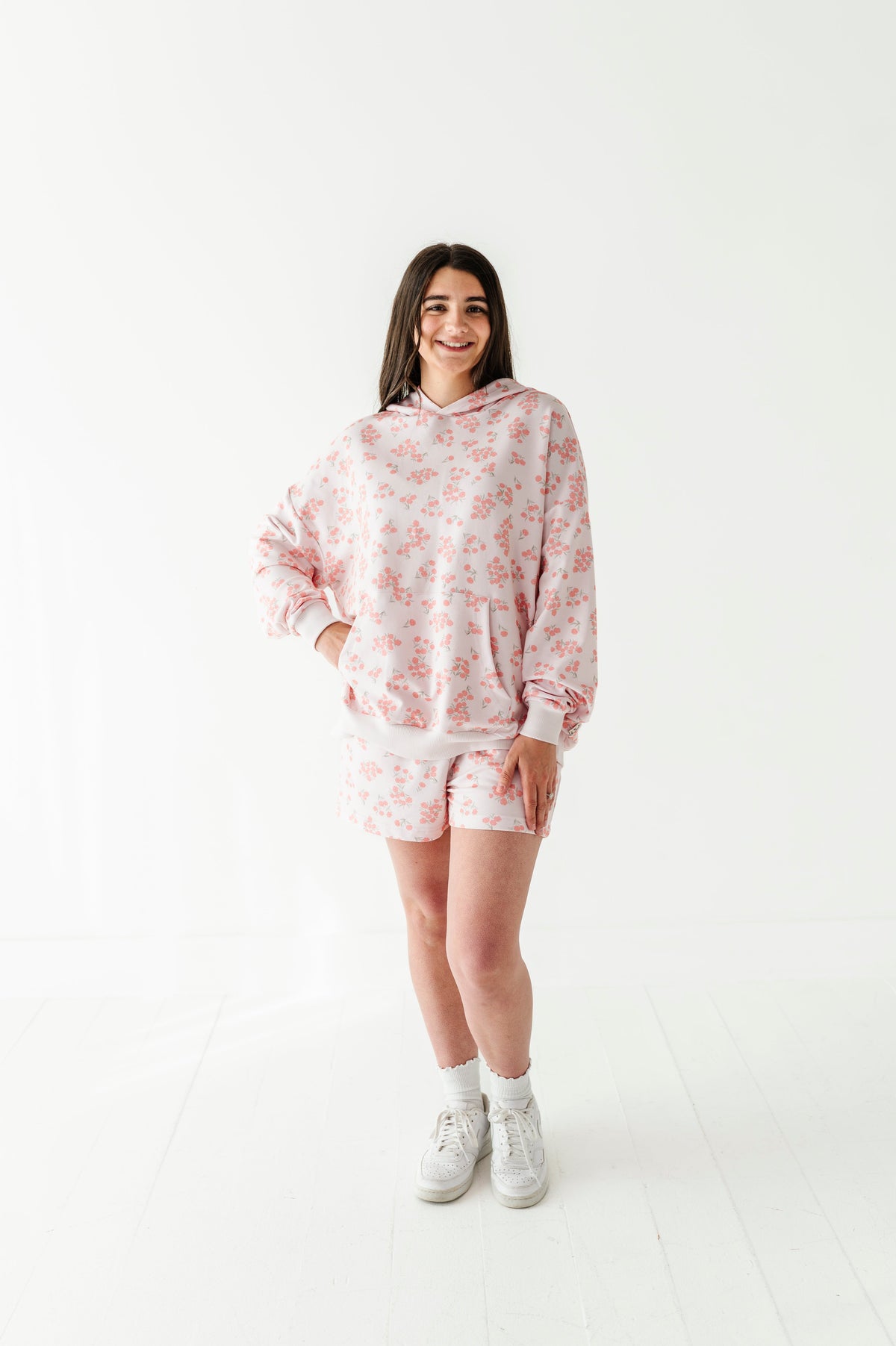 Rose Garden Stripe Adult Sweat Shorts