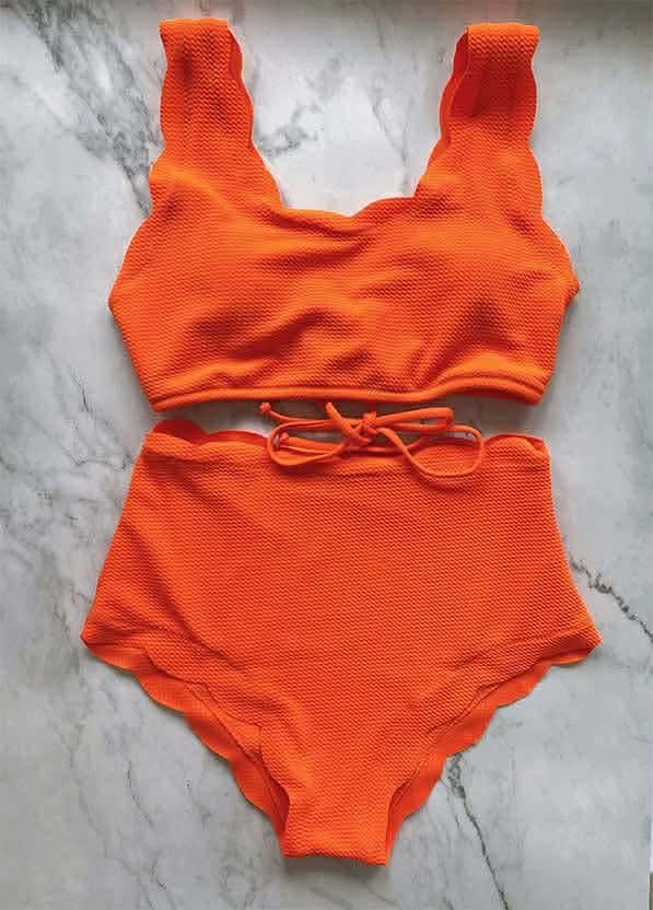 Scalloped High Waist Bikini Set