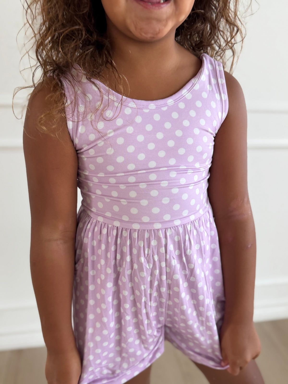 Purple Polka Dot Tank Shorty Romper