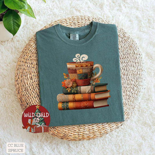 Patchwork Book Stack - leave shirt color in comments at checkout