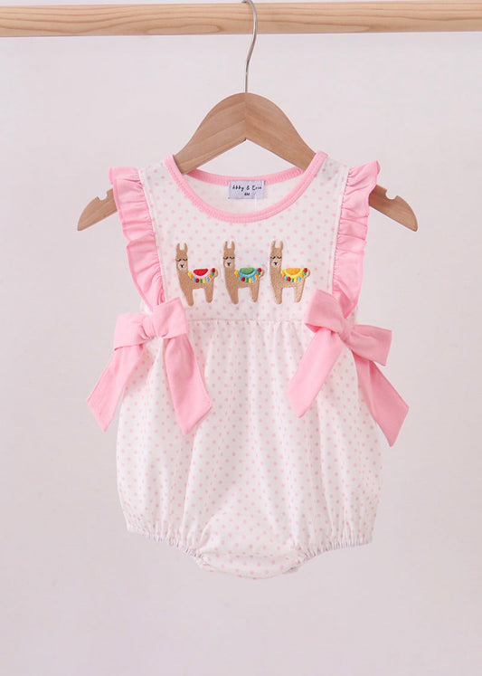 Pink Alpaca Embroider Ruffle Bubble