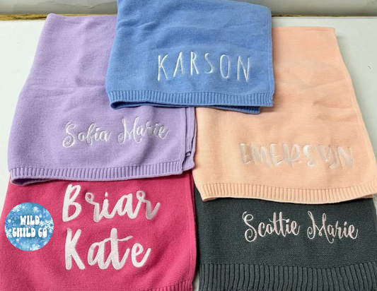 Custom Knit Embroidered Blanket