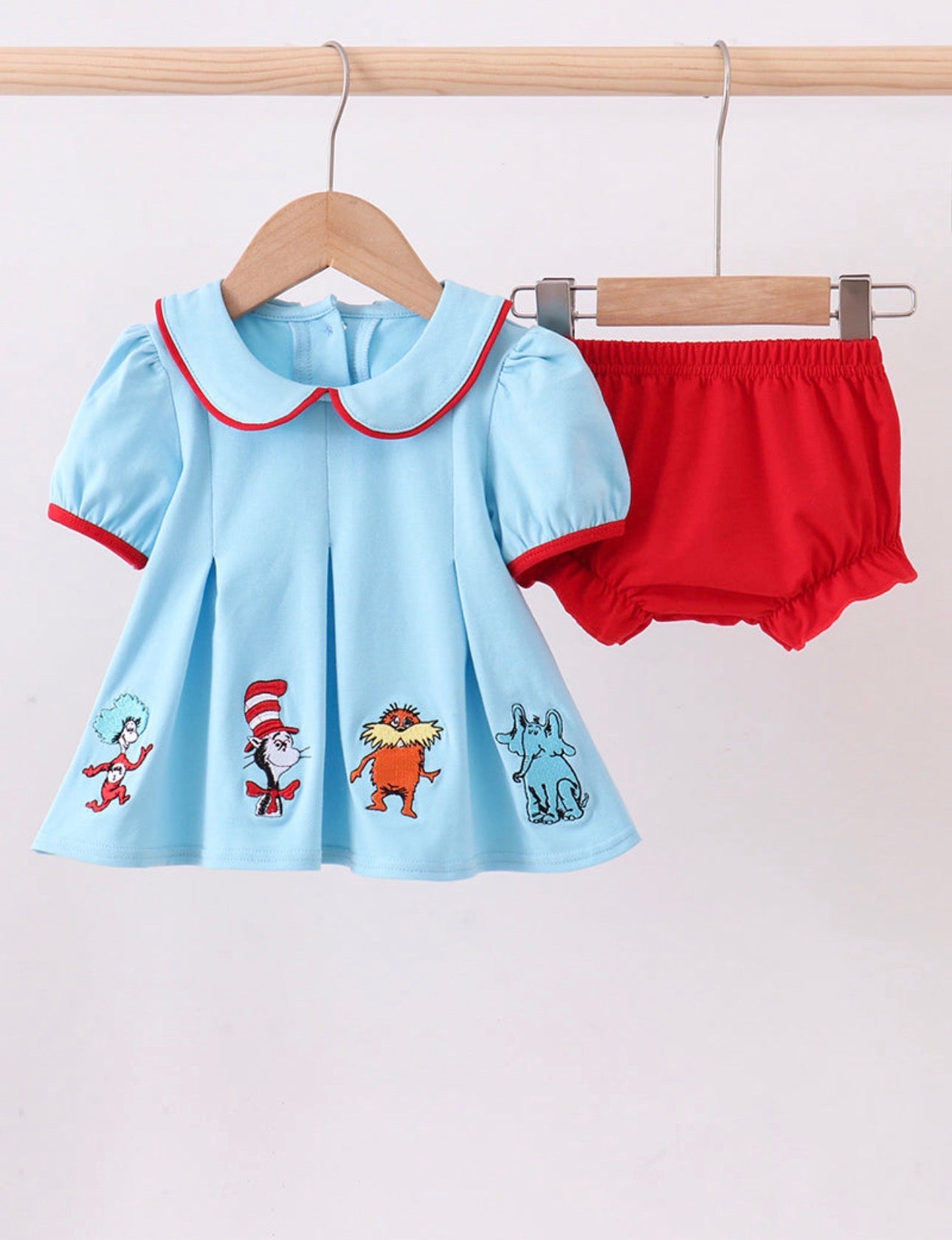 Blue Character Embroider Bloomer Set