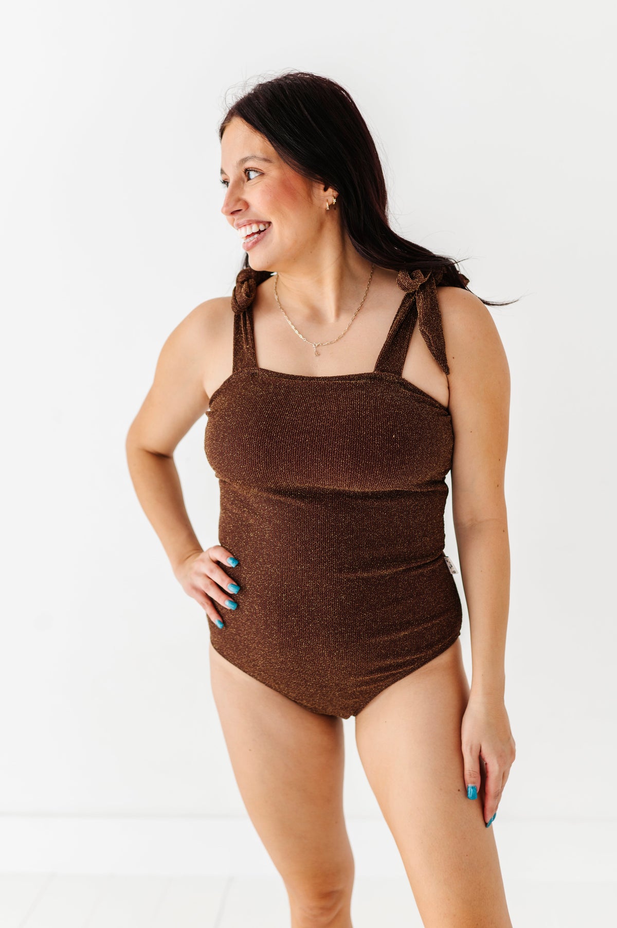 Brown Metallic Adult Swim Suit
