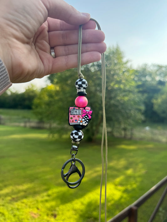 Checkered Teacher Lanyard