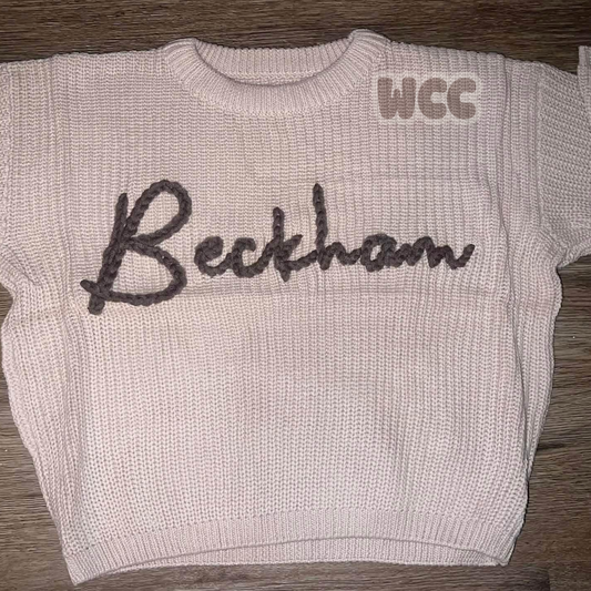 Hand Embroidered Name Sweater