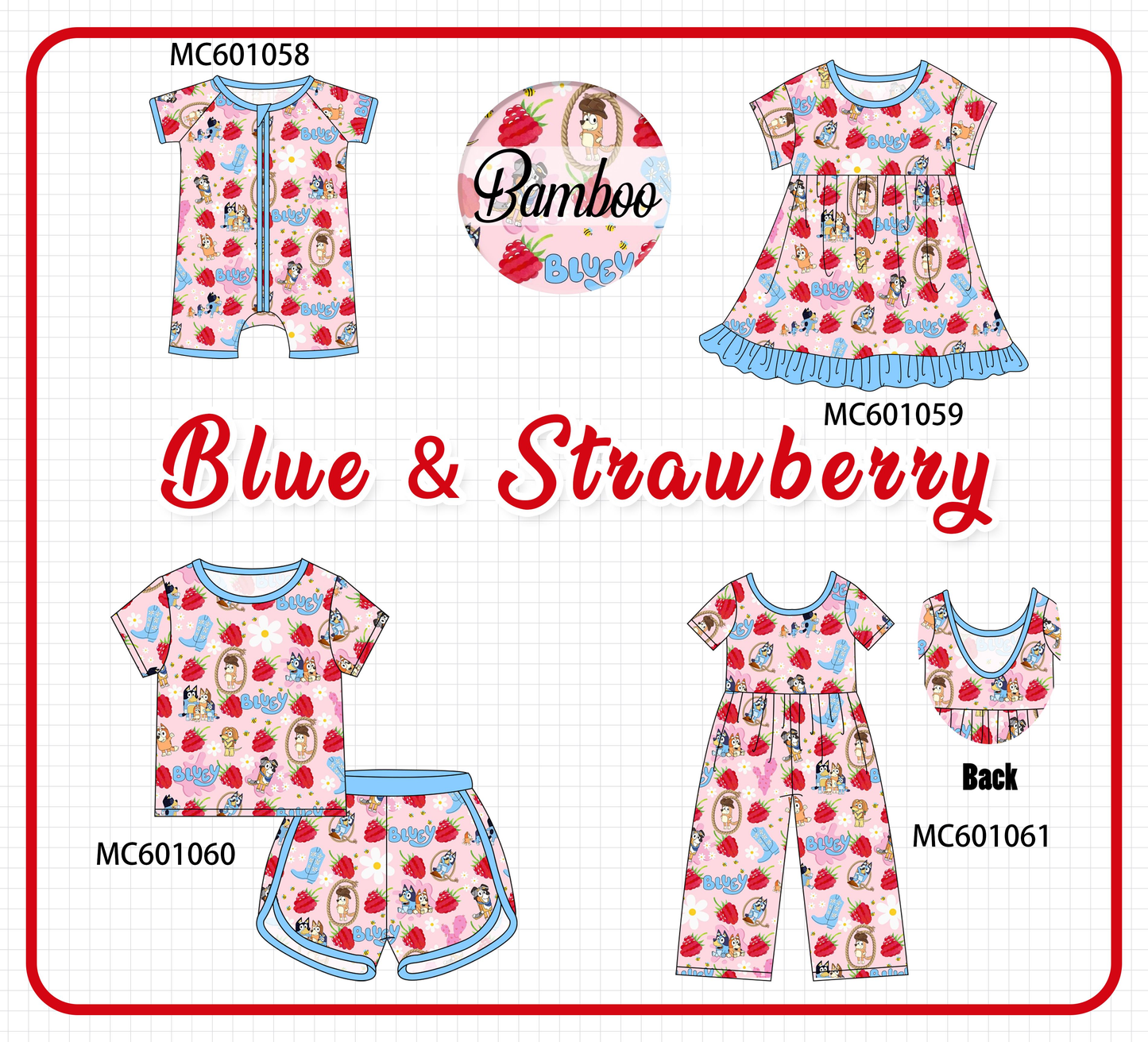 PO79 Blue&pink character print bamboo collection