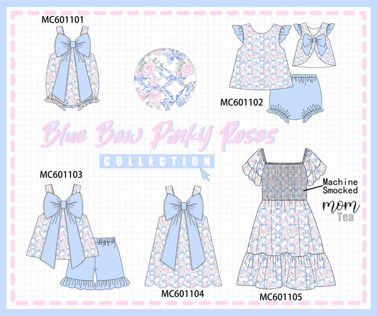 PO79 Blue bow floral ruffle collection