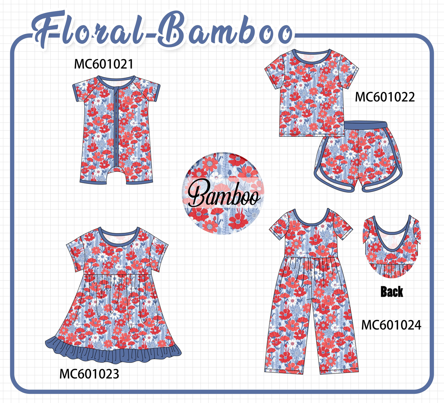 PO79 Blue floral bamboo collection