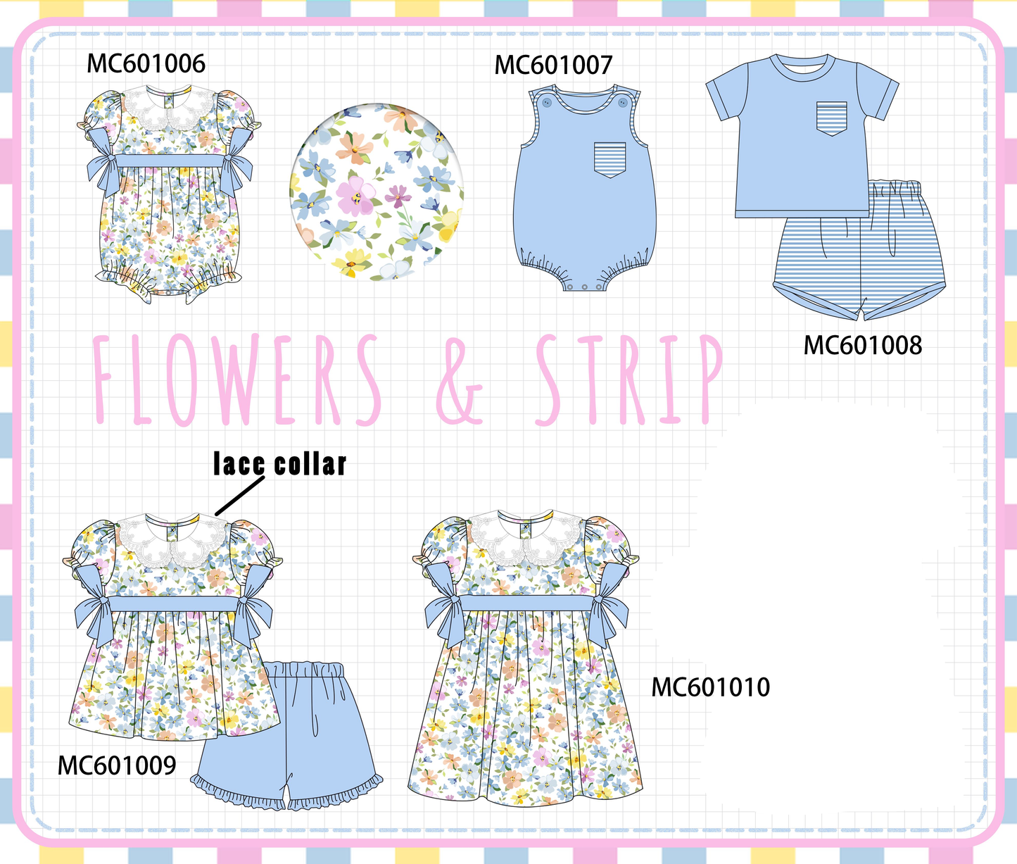 PO79 Blue floral print lace collection