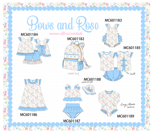 PO79 Blue floral print ruffle collection