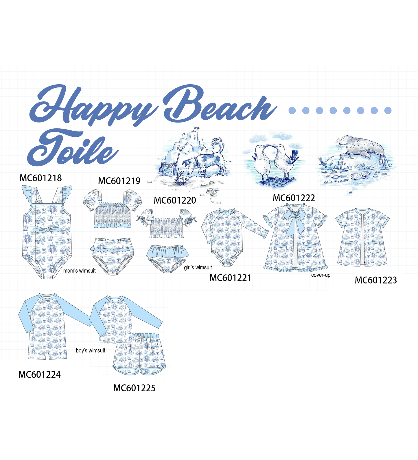 PO79 Blue happy beach print collection 1