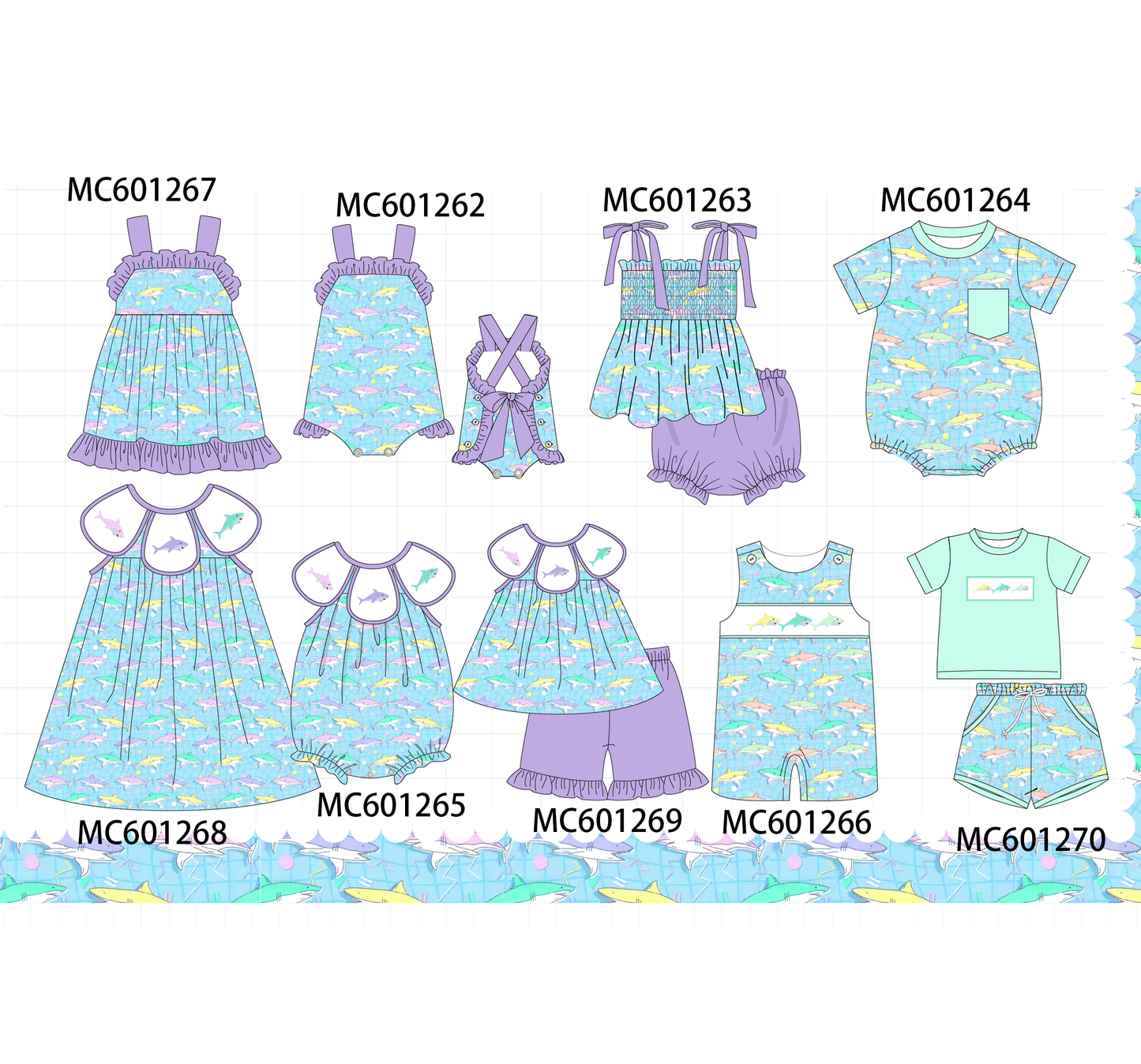 PO79 Blue shark ruffle collection