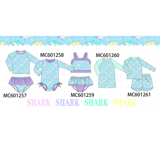 PO79 Blue shark ruffle swimsuit collection