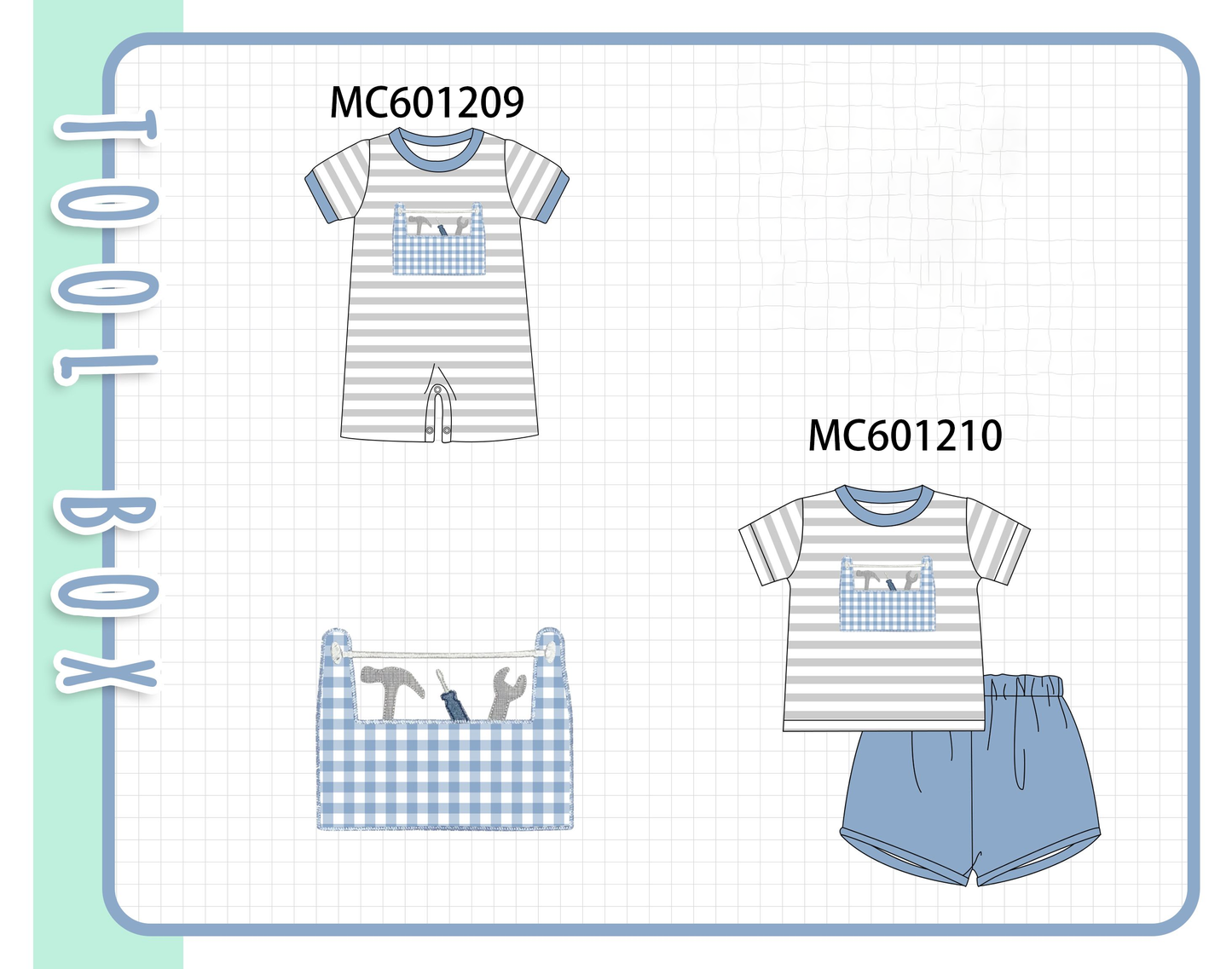 PO79 Blue tool applique stripe collection