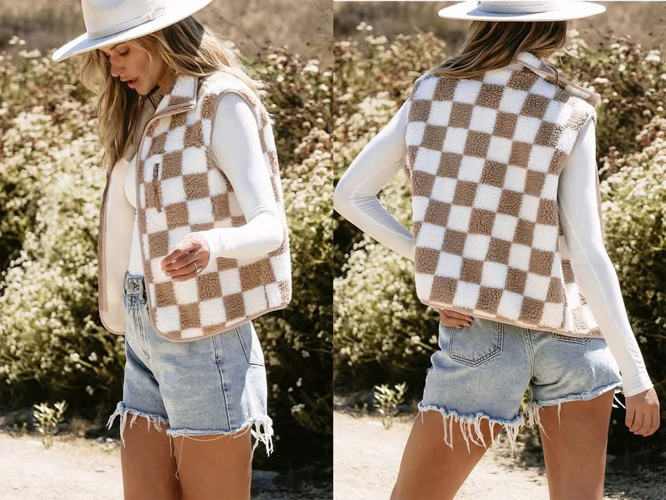 Checker Fleece Vest