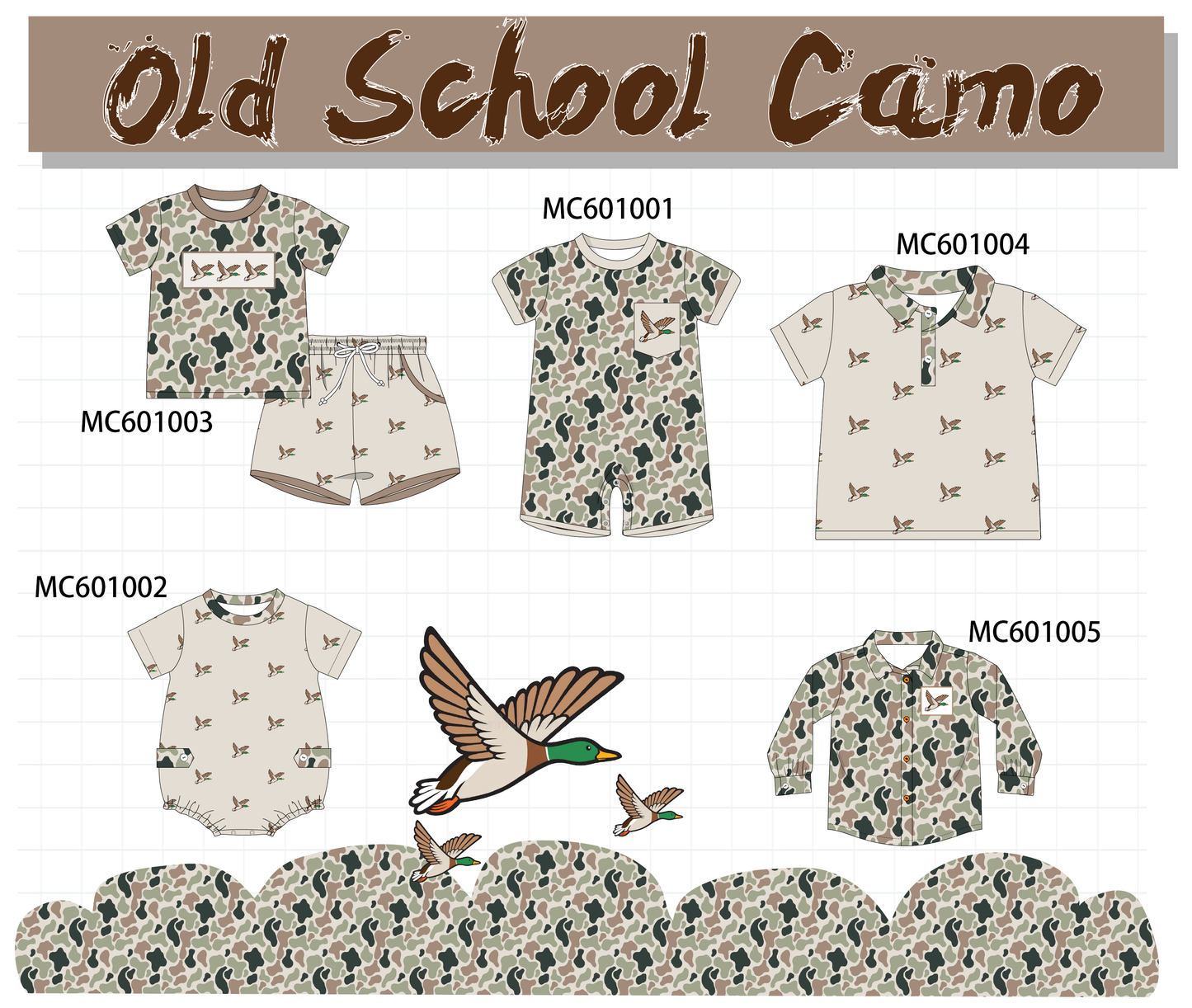 PO79 Camouflage duck embroidery collection