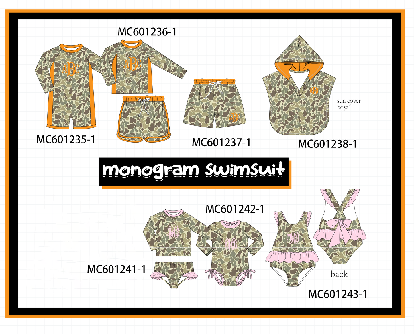 PO79 Camouflage monogram embroidery swimsuit collection