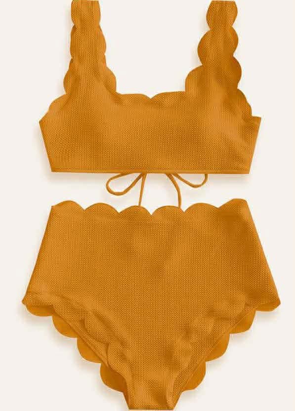 Scalloped High Waist Bikini Set
