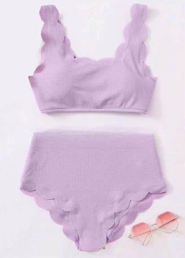 Scalloped High Waist Bikini Set
