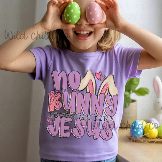 no bunny loves me like Jesus purple - leave shirt color in comments at checkout