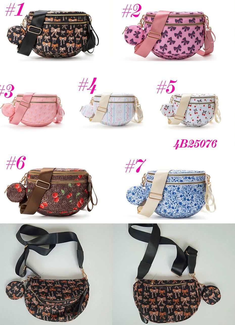 Bows Printed Crossbody Bag