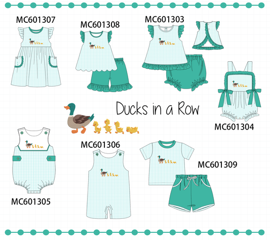 PO79 Green mallard embroidery gingham collection