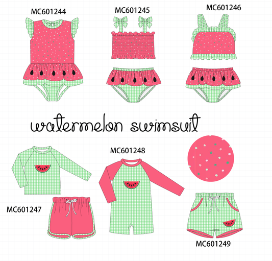 PO79 Green&red watermelon gingham swimsuit collection
