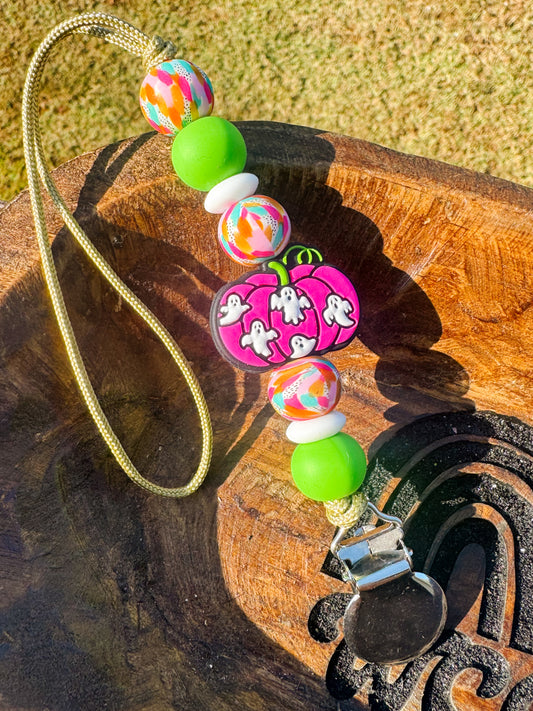 Pink Pumpkin Paci Clip