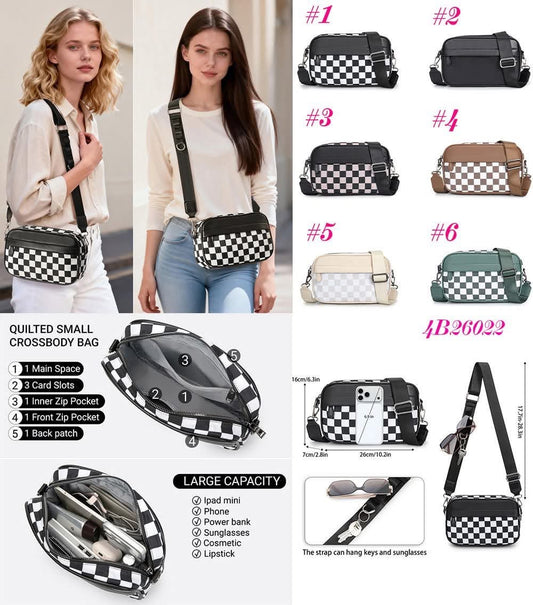 Contrast Color Checkered Crossbody