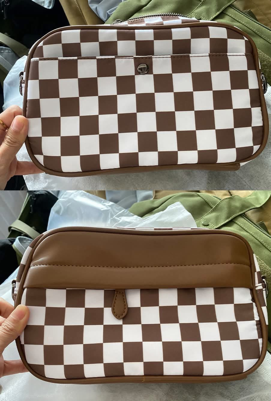 Contrast Color Checkered Crossbody