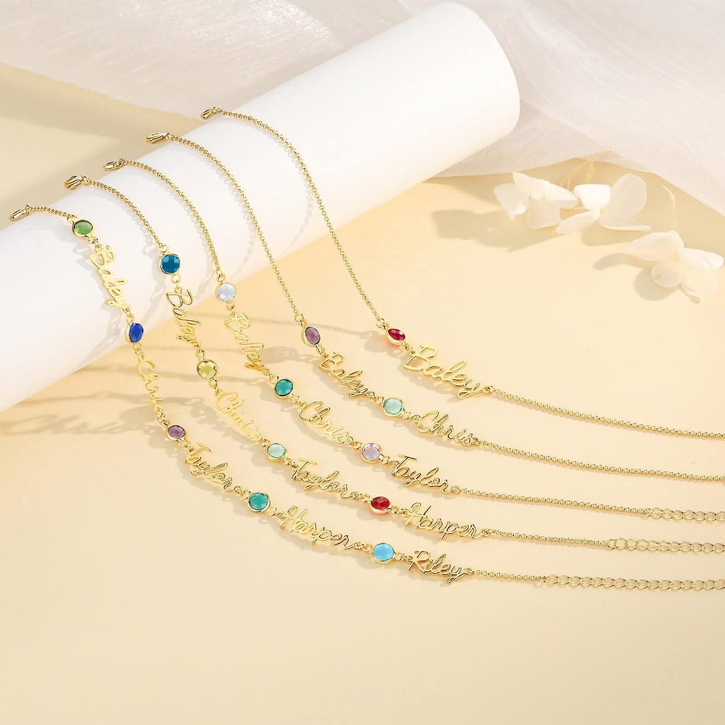 Personalized Name + birth stone Bracelet