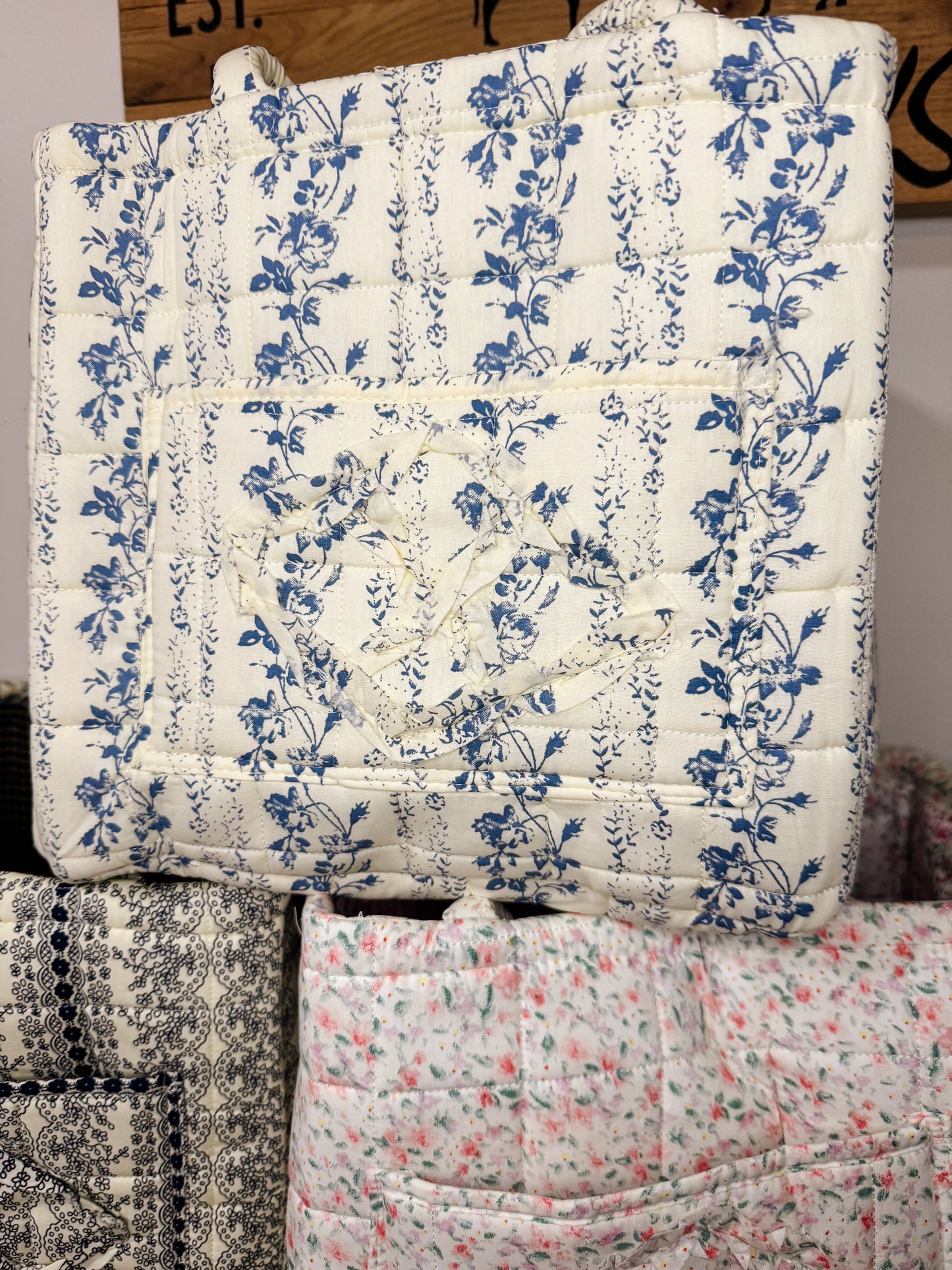 Quilted Cotton Floral Storage Baskets