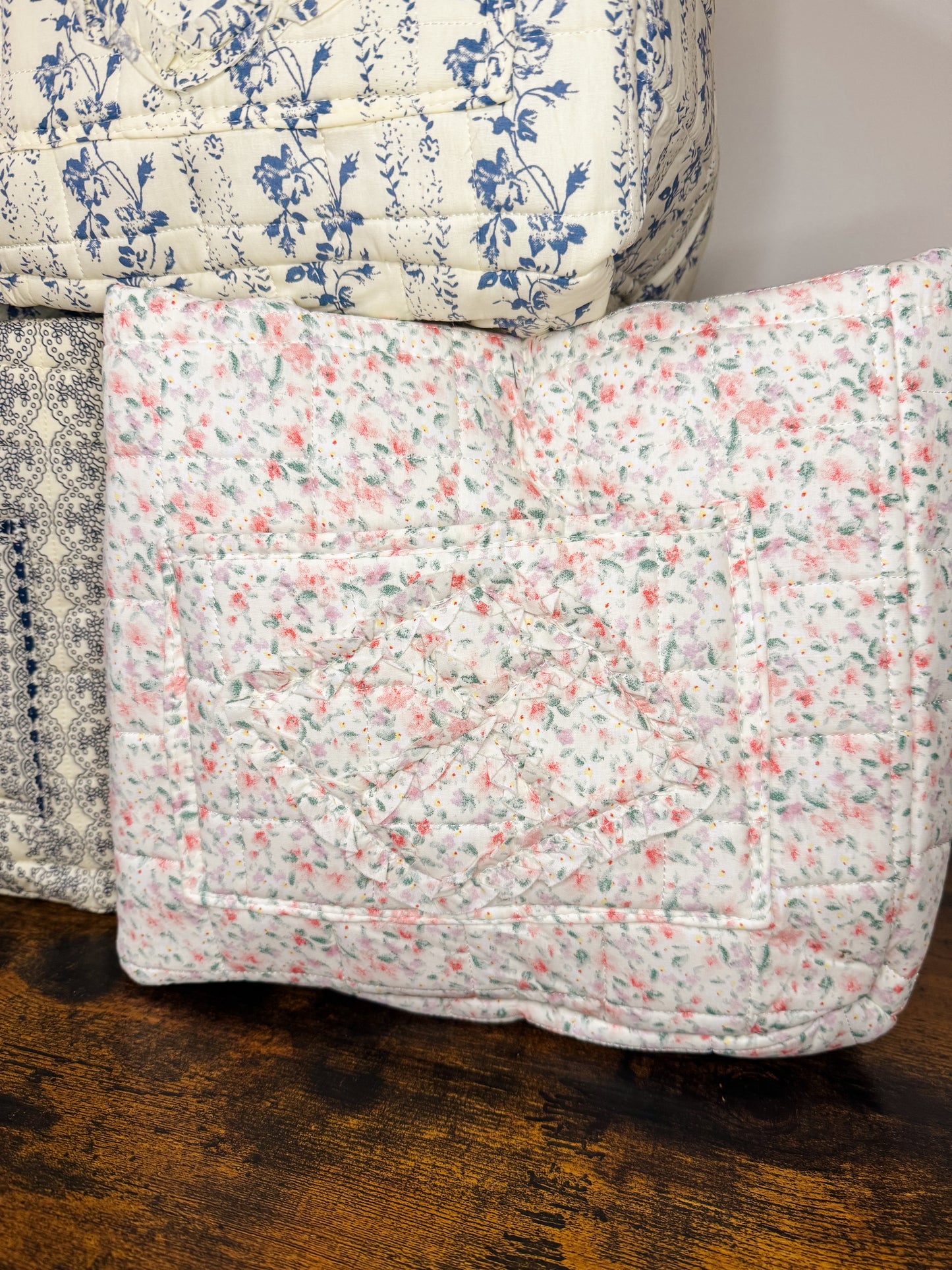 Quilted Cotton Floral Storage Baskets