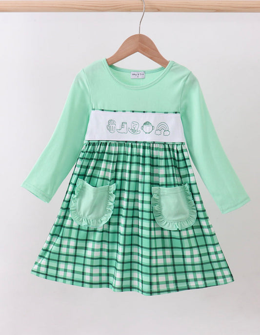 Green Parade Embroider Dress