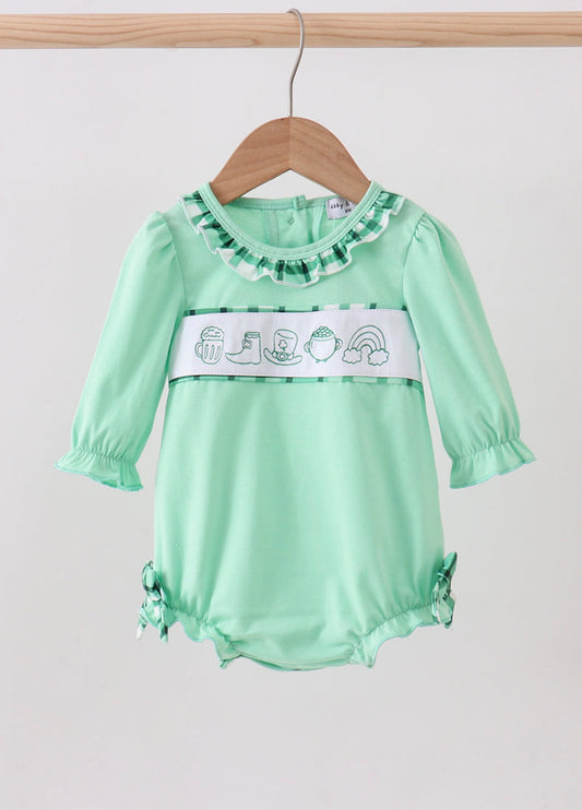 Green Embroider Ruffle Bubble