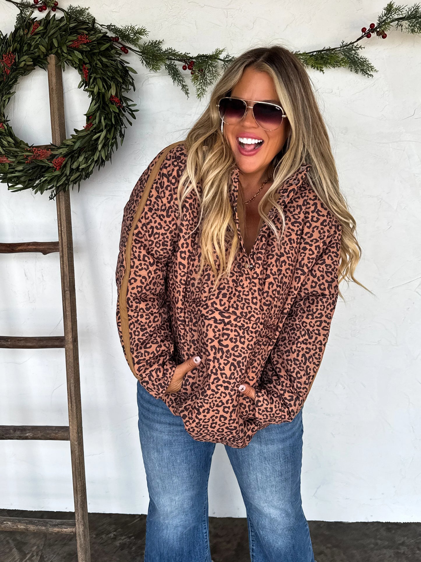 Printed Puffer Pullover