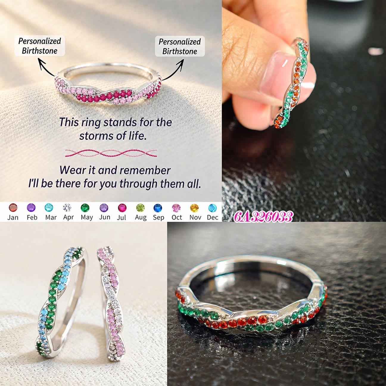 Wavy Birthstone Ring