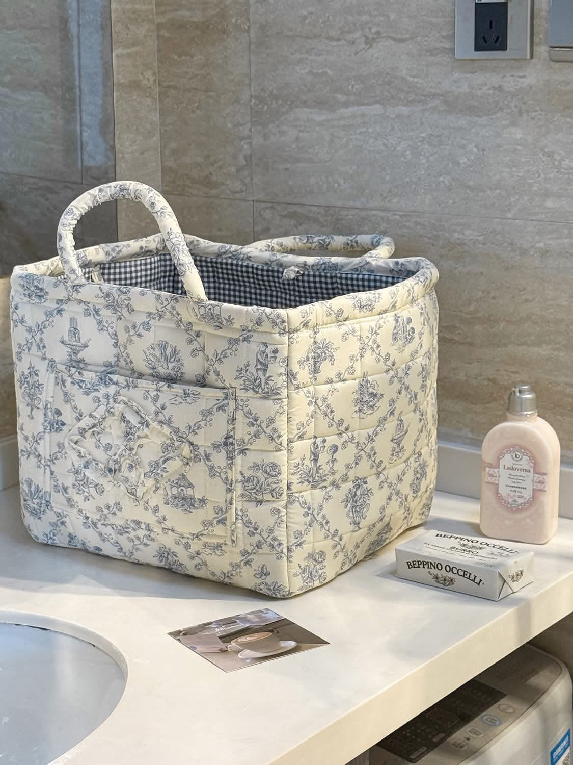Quilted Cotton Floral Storage Baskets