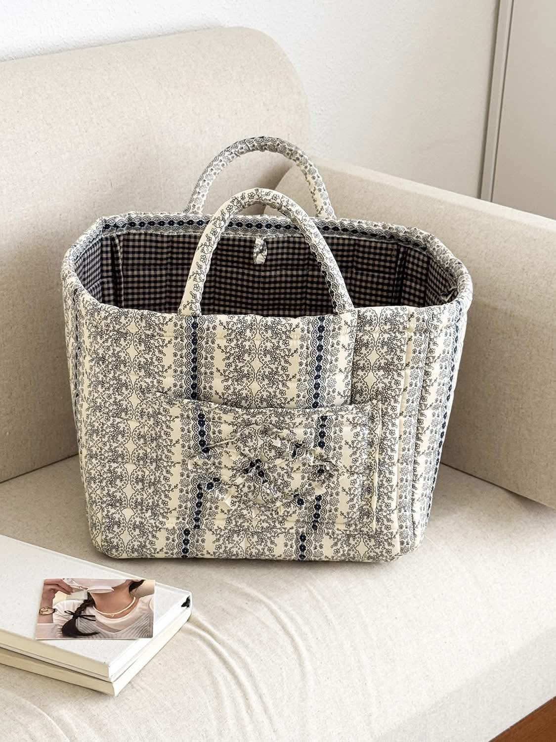 Quilted Cotton Floral Storage Baskets