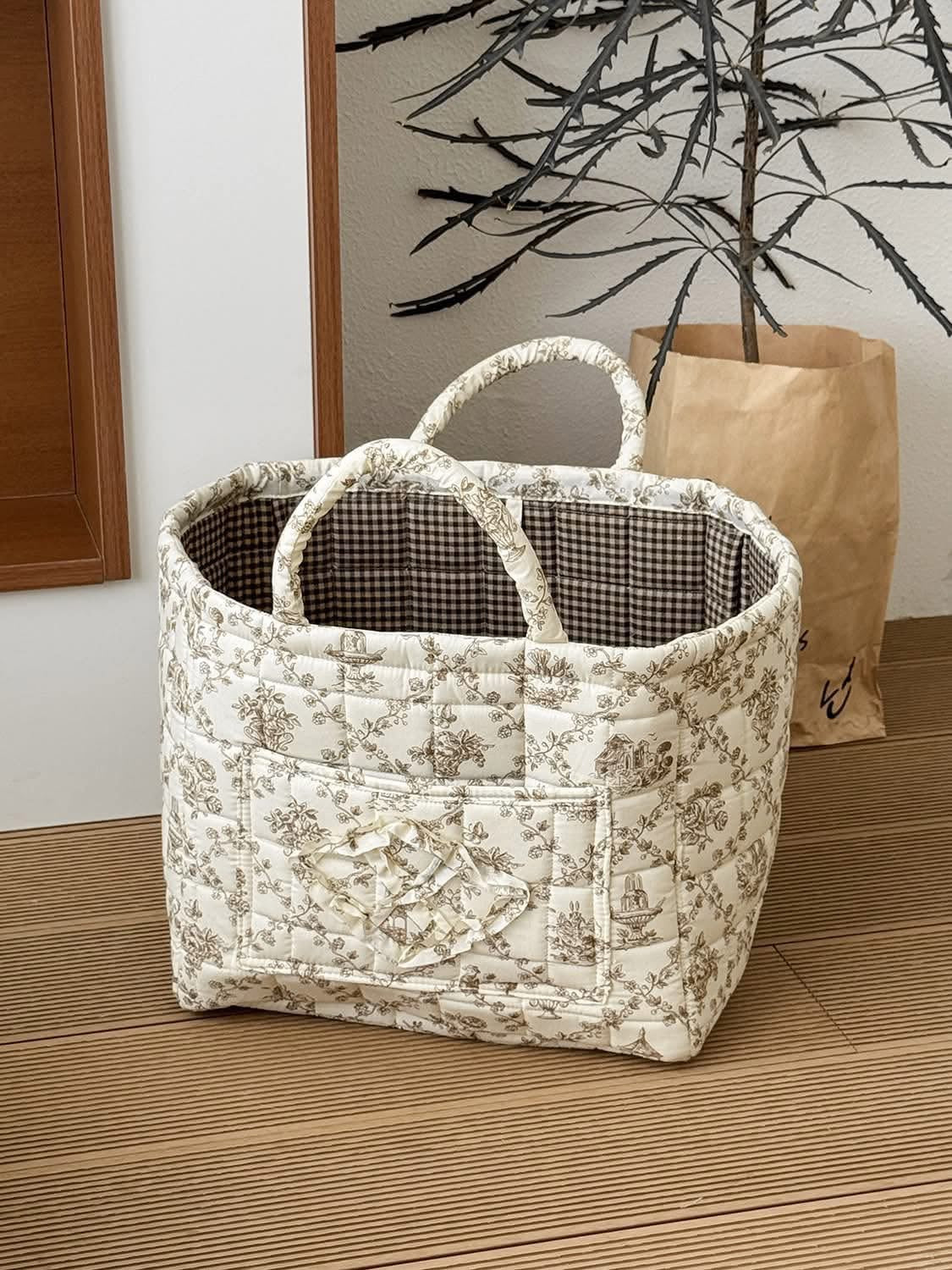 Quilted Cotton Floral Storage Baskets