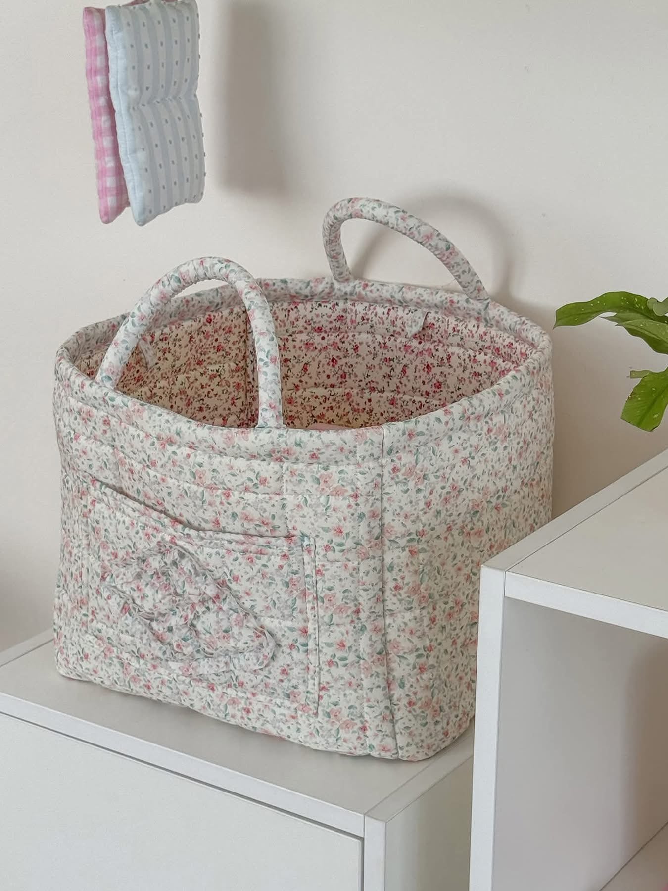 Quilted Cotton Floral Storage Baskets