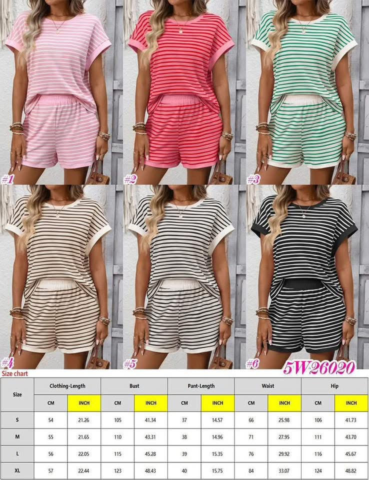 Women’s Stripe Tee & Shorts Lounge Se