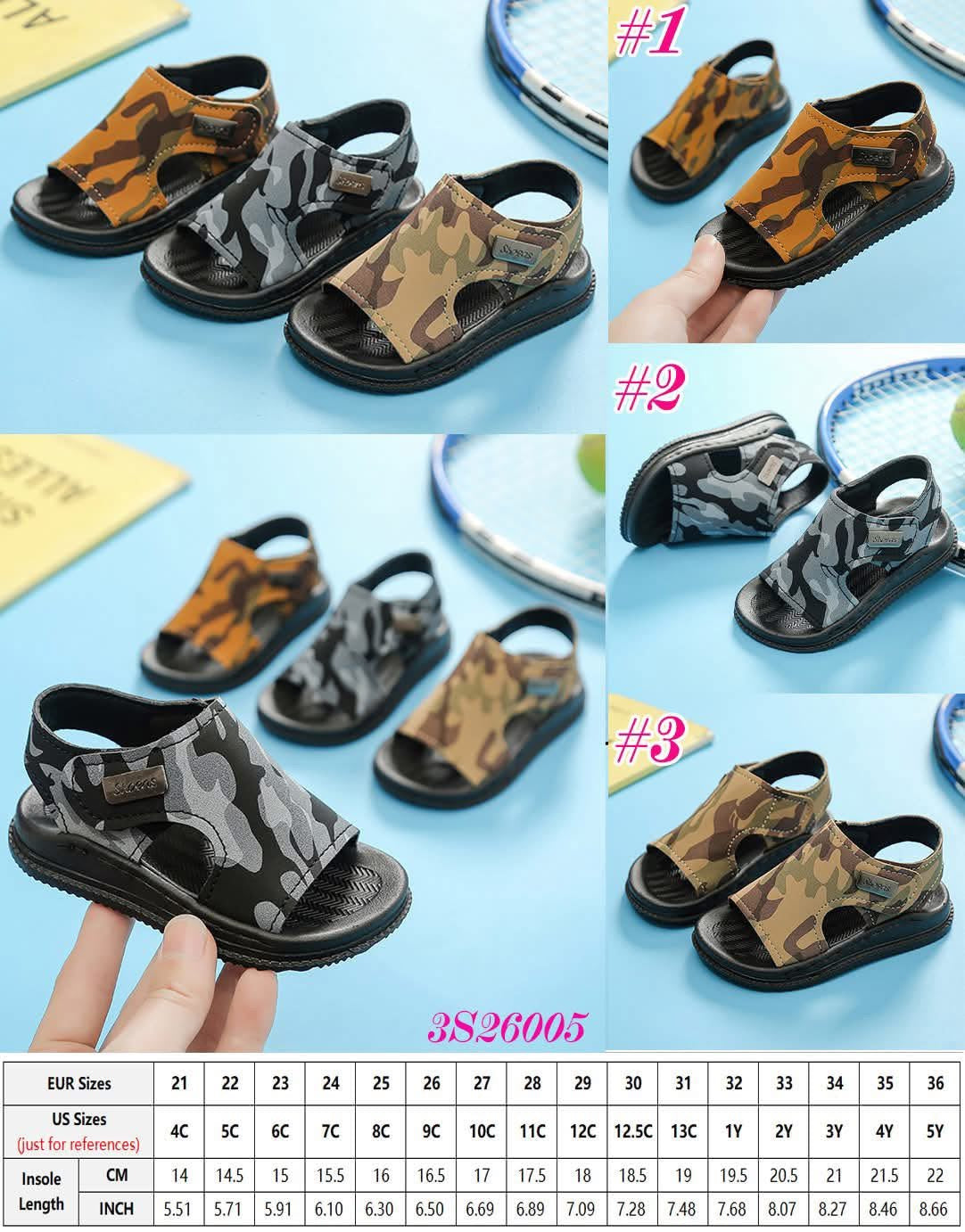 Boys Camo Anti Slip Sandals