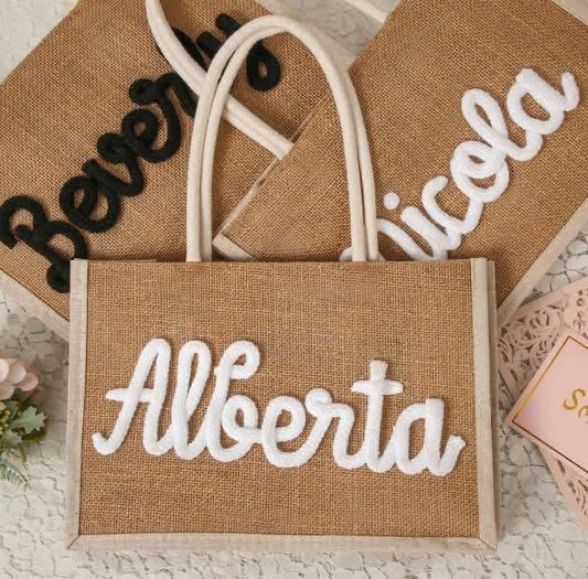 Personalized Burlap Tote Bag