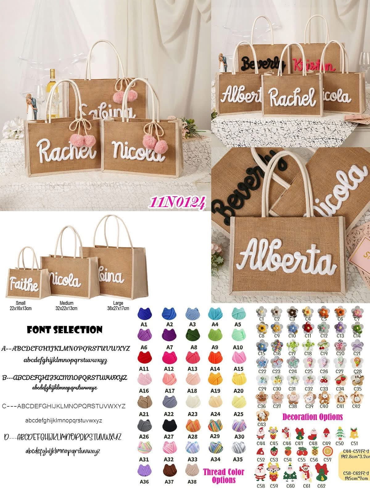 Personalized Burlap Tote Bag