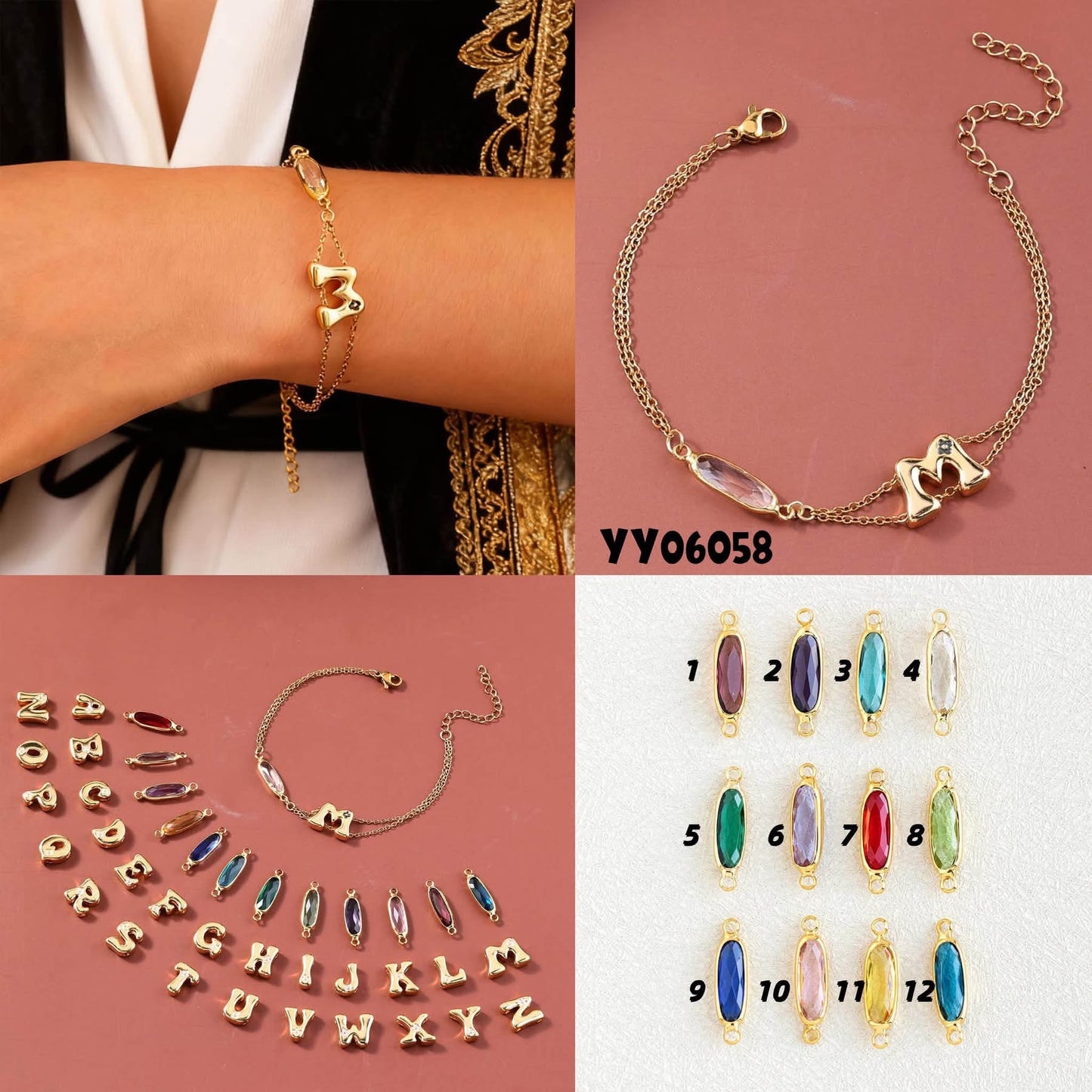 Birthstone & Letter Bracelet