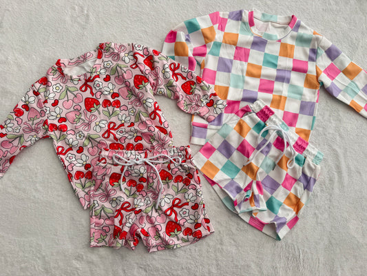 Kids Waffle Long Sleeve + Shorts Set