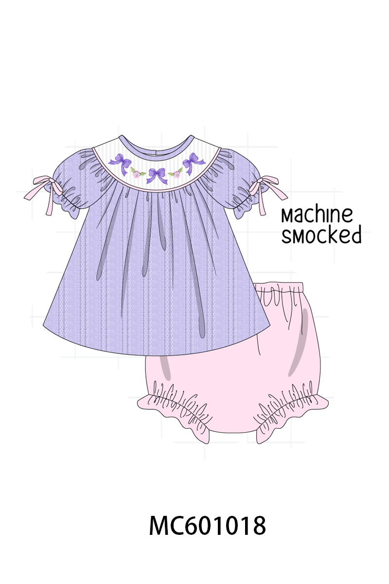 PO79 Levander bow smocked hacquard collection